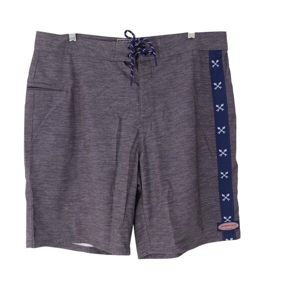 Vineyard Vines 9" Heathered Fineline Board Short Sz 36 Gray Striped Performance - Picture 1 of 10